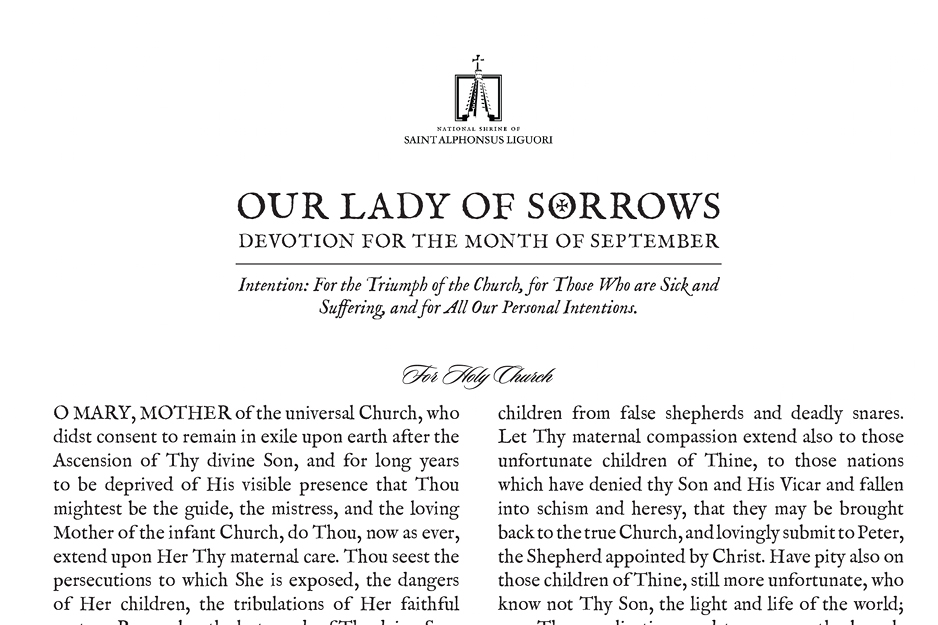 Devotion to Our Lady of Sorrows