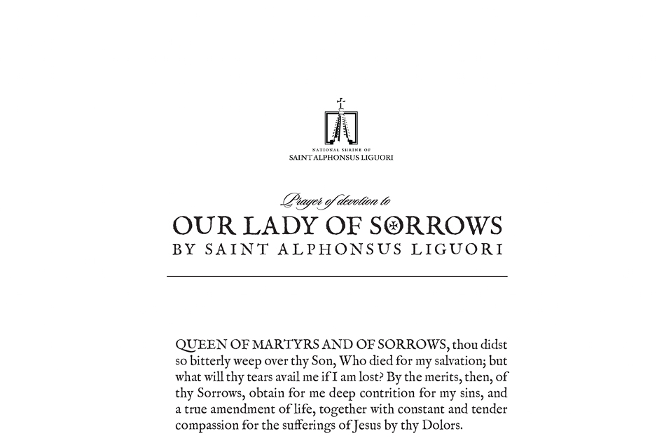 Prayer to Our Lady of Sorrows by Saint Alphonsus Liguori